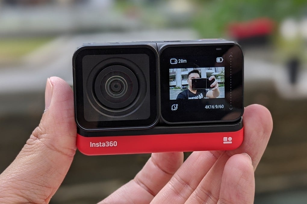 The Insta360 One R in action camera mode, with a 4K wide-angle lens that shoots stabilised footage. Photo: Ben Sin