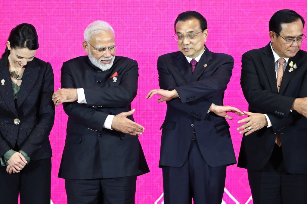 New Zealand's Jacinda Ardern, India’s Narendra Modi, China’s Li Keqiang and Thailand’s Prayuth Chan-Ocha at the RCEP summit in Bangkok in November. Photo: Reuters