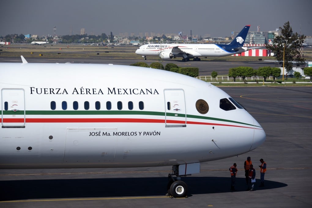 The presidential plane at Benito Juarez International Airport in Mexico City in December 2018. Photo: Mexican presidential press office via AP