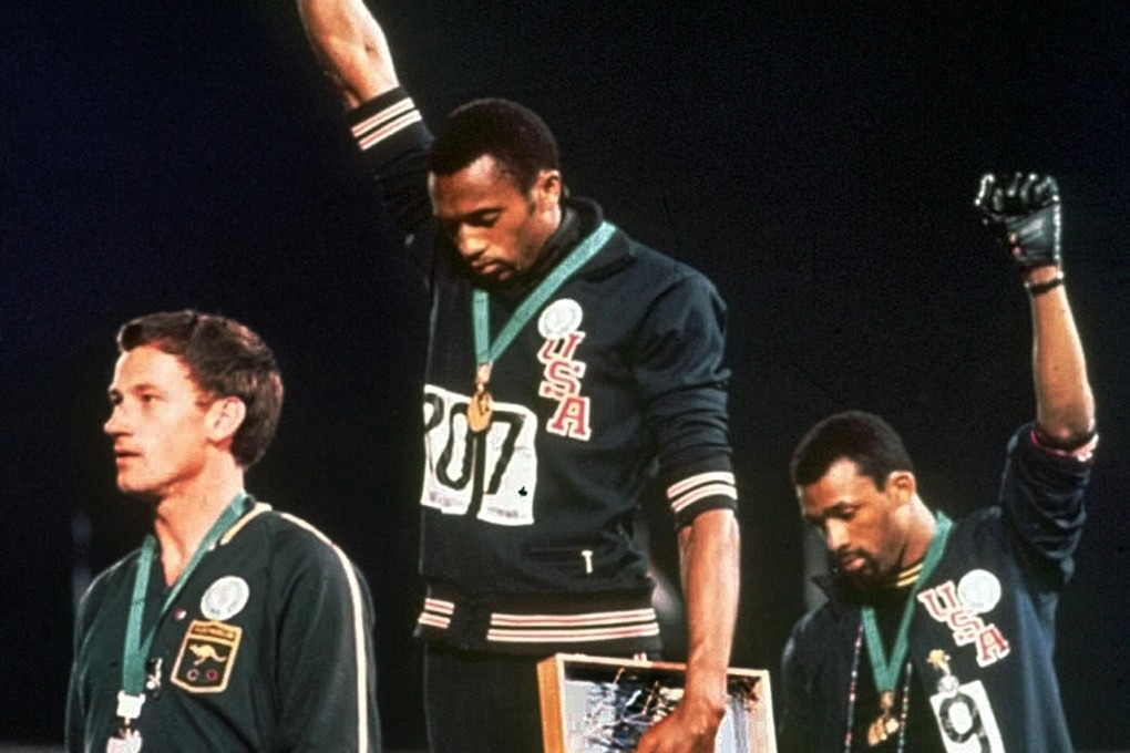 Peter Norman, Tommie Smith and John Carlos protest on the podium in Mexico City in 1968. Photo: AP