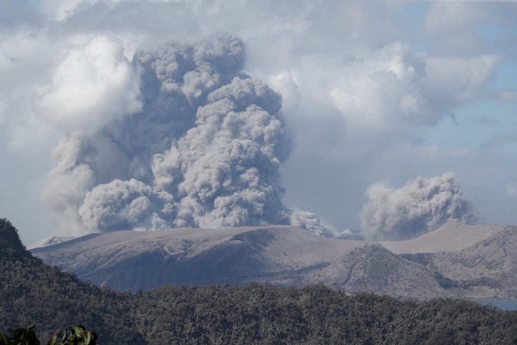 Ash spews into the air from Taal Volcano. Photo: EPA