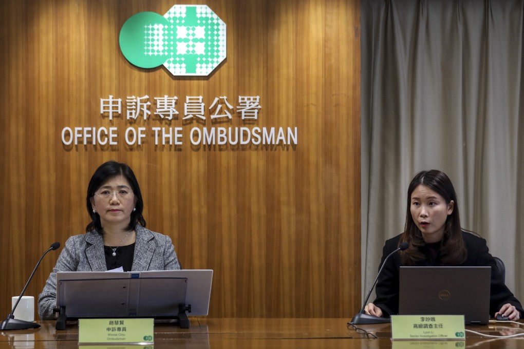 Winnie Chiu (left) and Lyon Li, senior investigation officer, speak at a press conference where the Education Bureau was taken to task for allowing millions in unauthorised private school fees. Photo: Xiaomei Chen