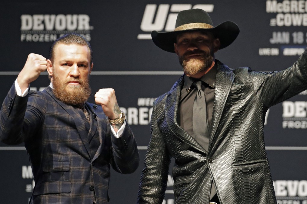 Conor McGregor (left) and Donald Cerrone at the UFC 246 pre-fight press conference in Las Vegas. Photo: AP