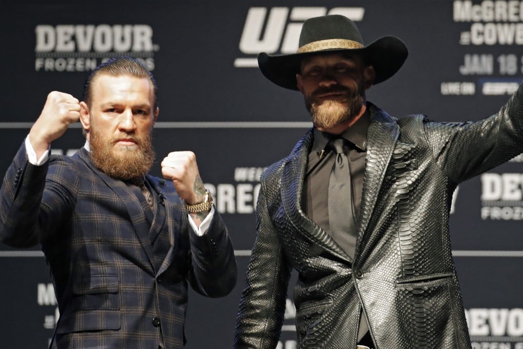 Conor McGregor (left) and Donald Cerrone at the UFC 246 pre-fight press conference in Las Vegas. Photo: AP
