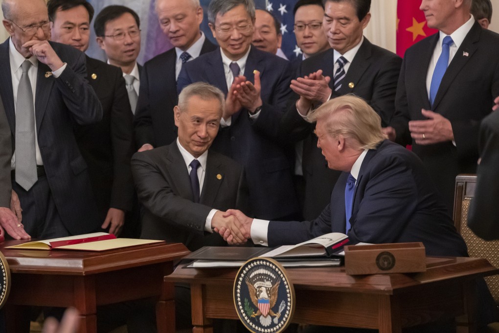 The United States and China signed their long-awaited phase one trade war deal in Washington oN Wednesday. Photo: EPA