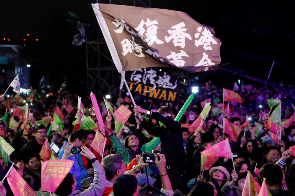 Hong Kong anti-government protesters attend a rally in support of Taiwan President Tsai Ing-wen. Photo: Reuters