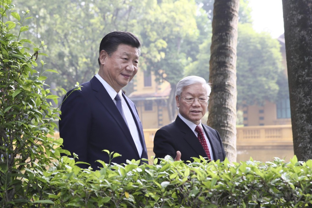 Chinese President Xi Jinping (left) told Vietnamese President Nguyen Phu Trong on Thursday the two nations should strengthen political trust. Photo: Xinhua