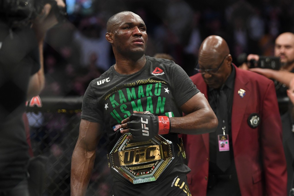Kamaru Usman defends his welterweight title against Colby Covington at UFC 245 in 2019. Photo: USA Today