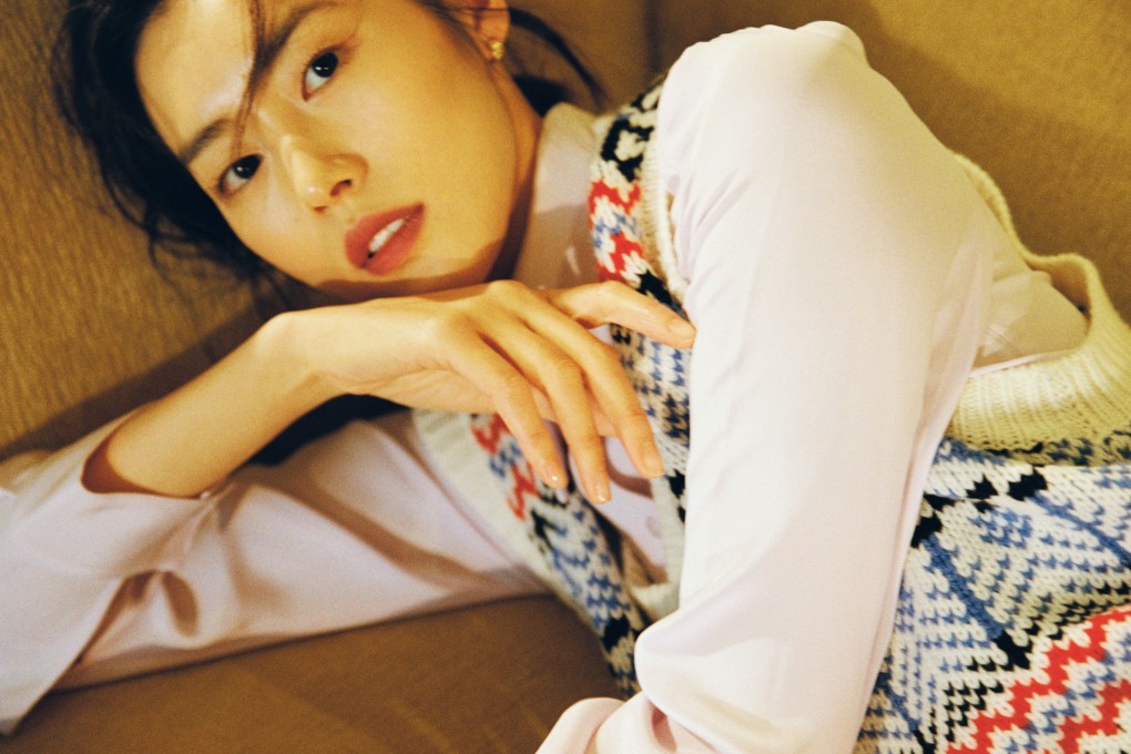 Model Liu Wen in a look from her collaboration with cashmere brand Erdos.