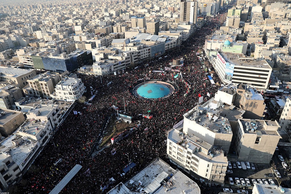 Thousands attend a funeral procession in Tehran on January 6 for Iranian general Qassem Soleimani, who was killed in an American drone strike. Photo: Reuters