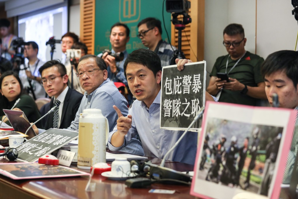 District councillor Hui Chi-fung accused Commissioner of Police Chris Tang of condoning what the council claimed was ‘police violence’. Photo: Xiaomei Chen