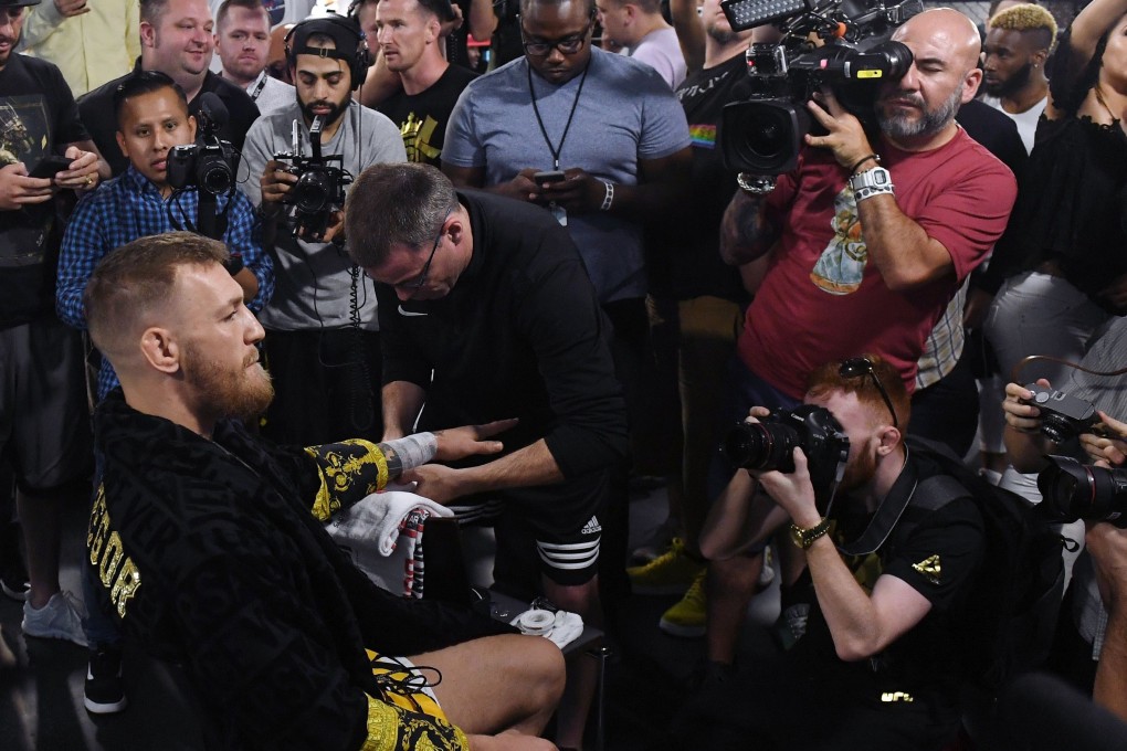 Former UFC double champion Conor McGregor during a media workout at the UFC Performance Institute in 2017. Photo: AFP