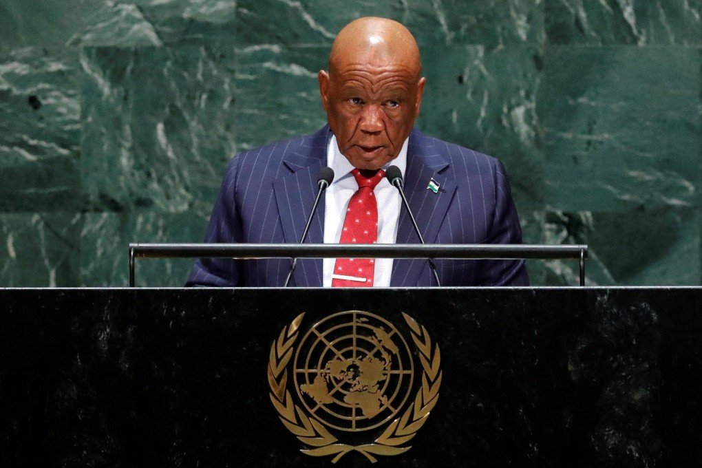Thomas Thabane, prime minister of Lesotho, addresses the 74th session of the United Nations General Assembly in New York in September. Photo: Reuters