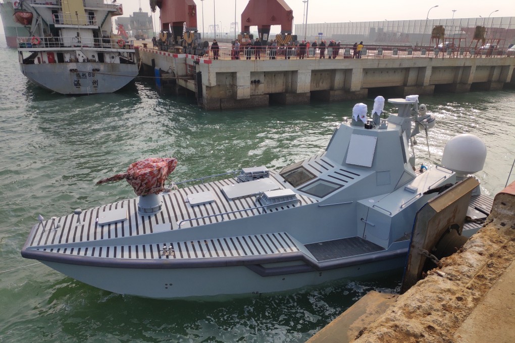 The JARI killer drone is seen during its first sea trial at an undisclosed location. Photo: Handout