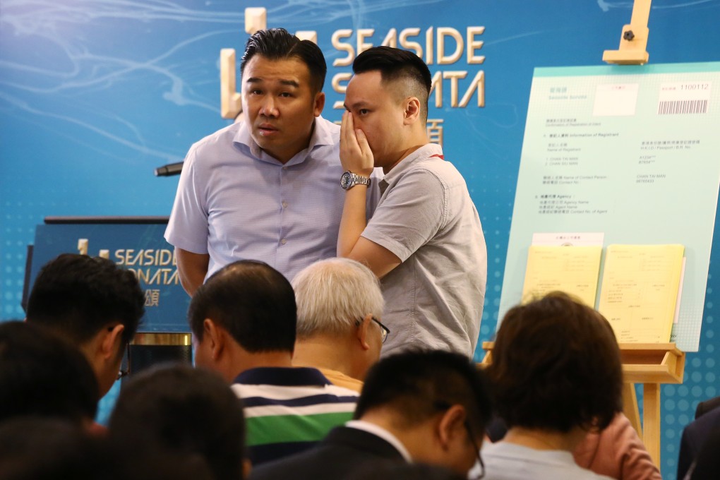 Potential buyers during the October 2019 sale of an earlier batch of flats at CK Asset’s Seaside Sonata project in Cheung Sha Wan. Photo: Jonathan Wong