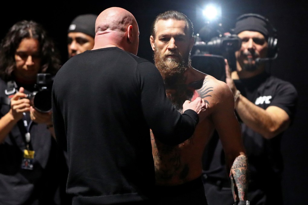 UFC president Dana White (left) talks with Conor McGregor during the weigh-ins for UFC 246. Photo: USA TODAY Sports