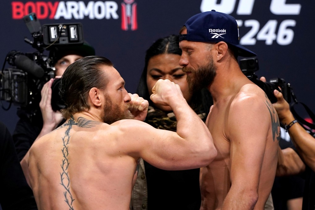 Conor McGregor and Donald Cerrone go head to head during the UFC 246 weigh-in. Photos: Reuters