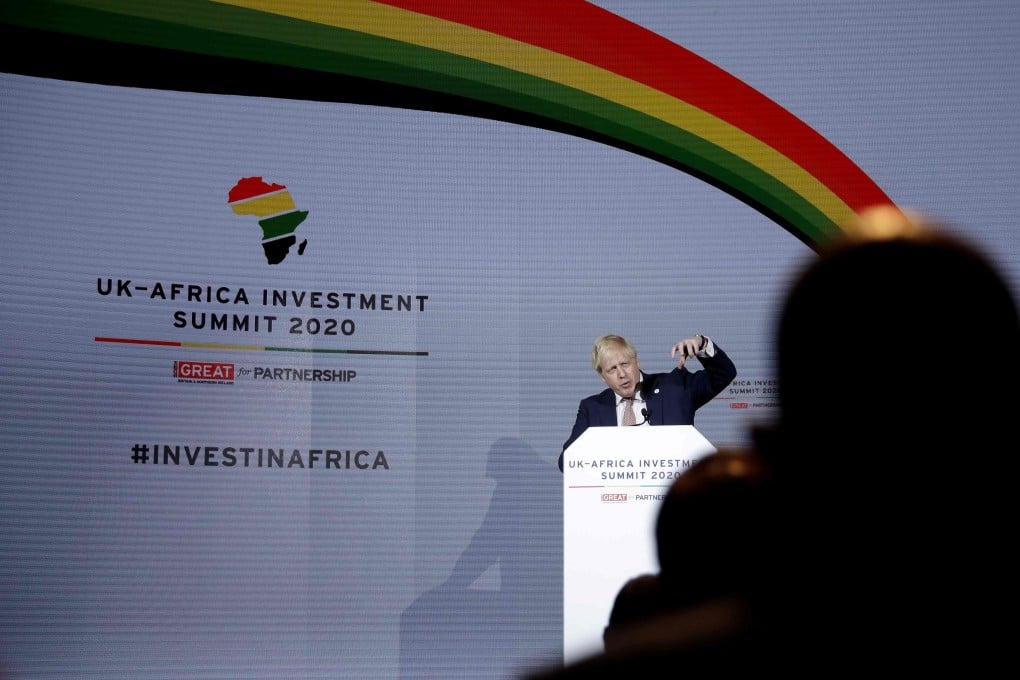 Britain’s Prime Minister Boris Johnson speaks at the UK-Africa Investment Summit in London on January 20, 2020. Photo: AFP