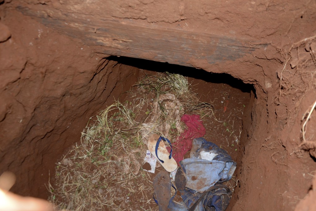 Clothes are seen in a tunnel entrance at Pedro Juan Caballero city jail in Paraguay. Photo: AP Photo