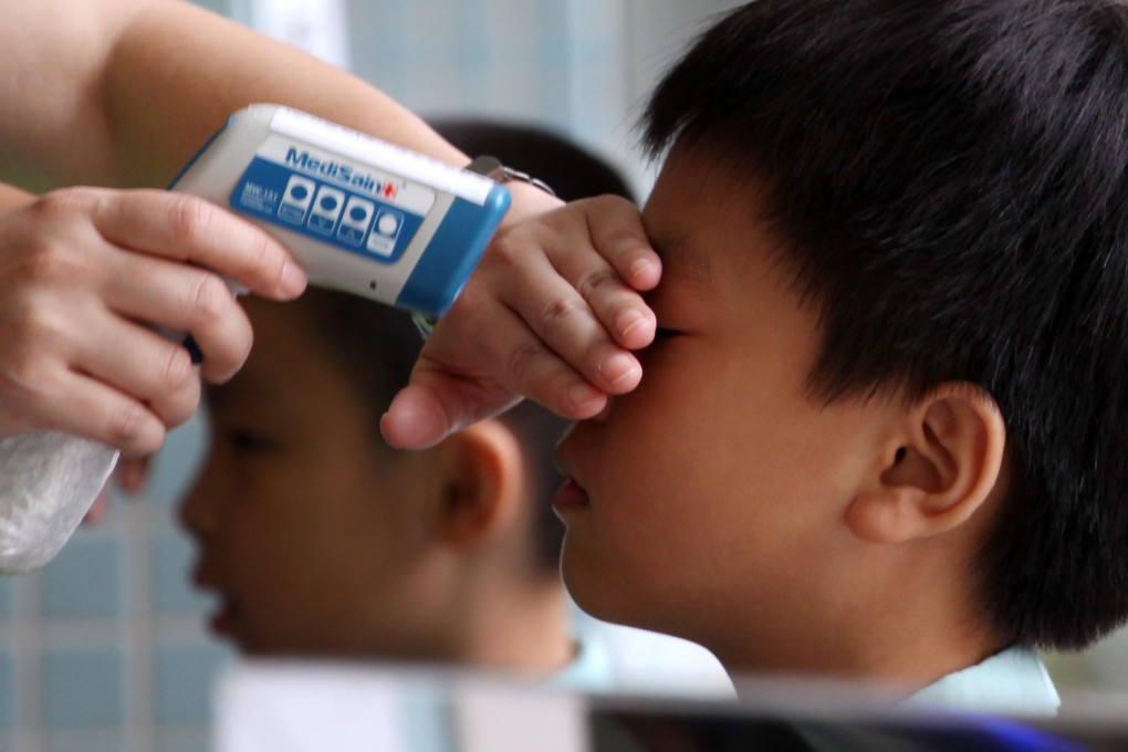 Schools have been carrying out temperature checks on pupils and also visitors. Photo: SCMP