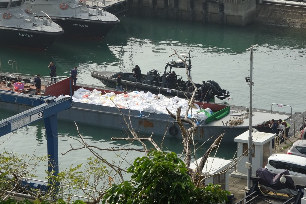 The cargo vessel has been take to the marine police base in Tuen Mun. Photo: Handout