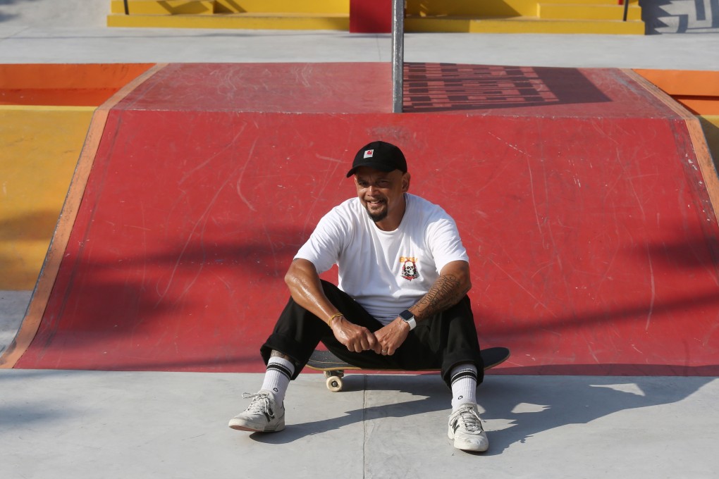 Lung cancer survivor Warren Stuart, 51, relaxes at Mei Foo Skatepark, Lai Chi Kok, Hong Kong. Photo: Jonathan Wong