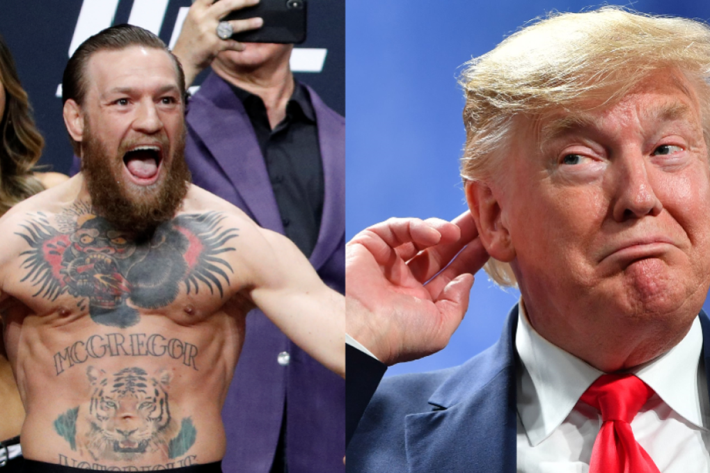 Conor McGregor (left) and US president Donald Trump have exchanged congratulatory messages over Twitter on Martin Luther King Jnr Day. Photos: AFP, AP