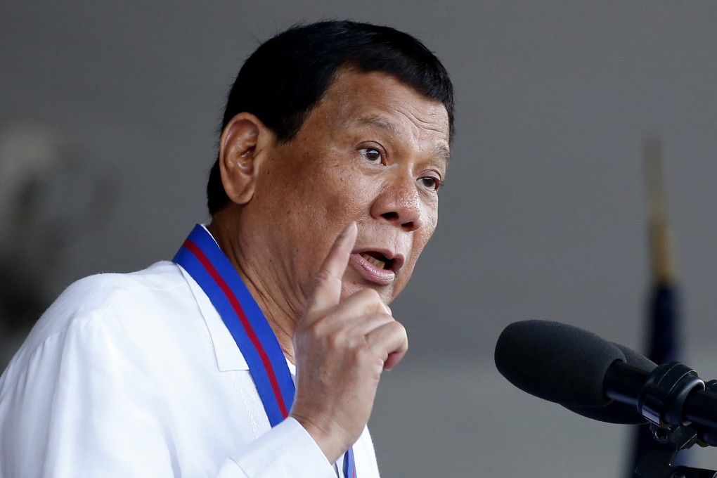 Philippine President Rodrigo Duterte addresses troops in Quezon City in April 2018. Photo: AP