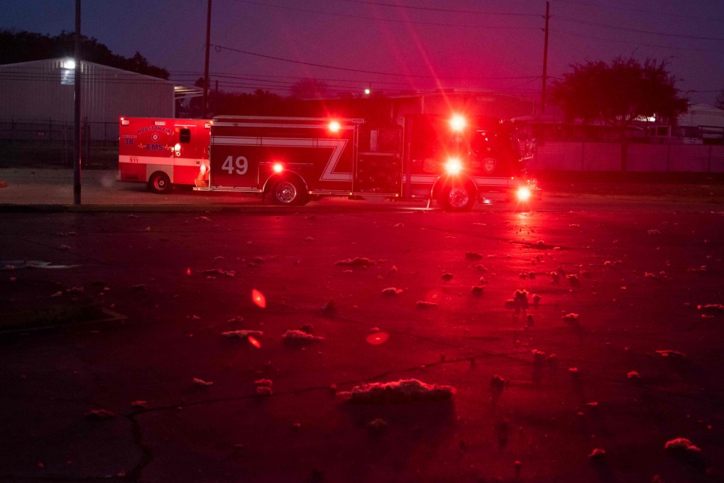 Firefighters and emergency services arrive at a scene of an explosion in Houston. Photo: AFP