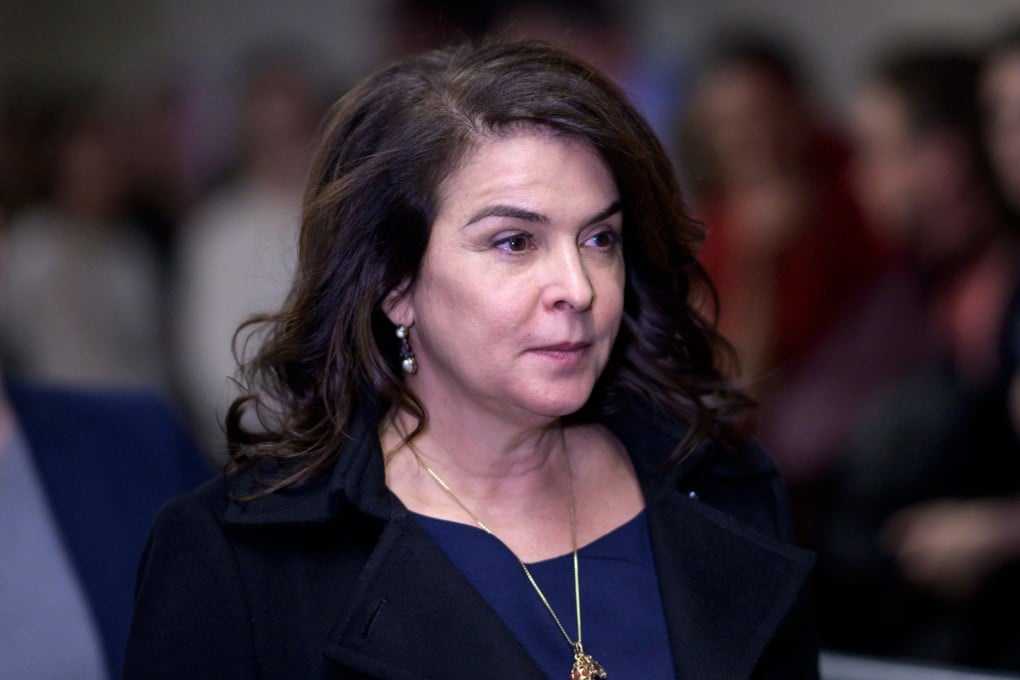Actress Annabella Sciorra arrives at Manhattan Criminal Court on Thursday. Photo: AFP