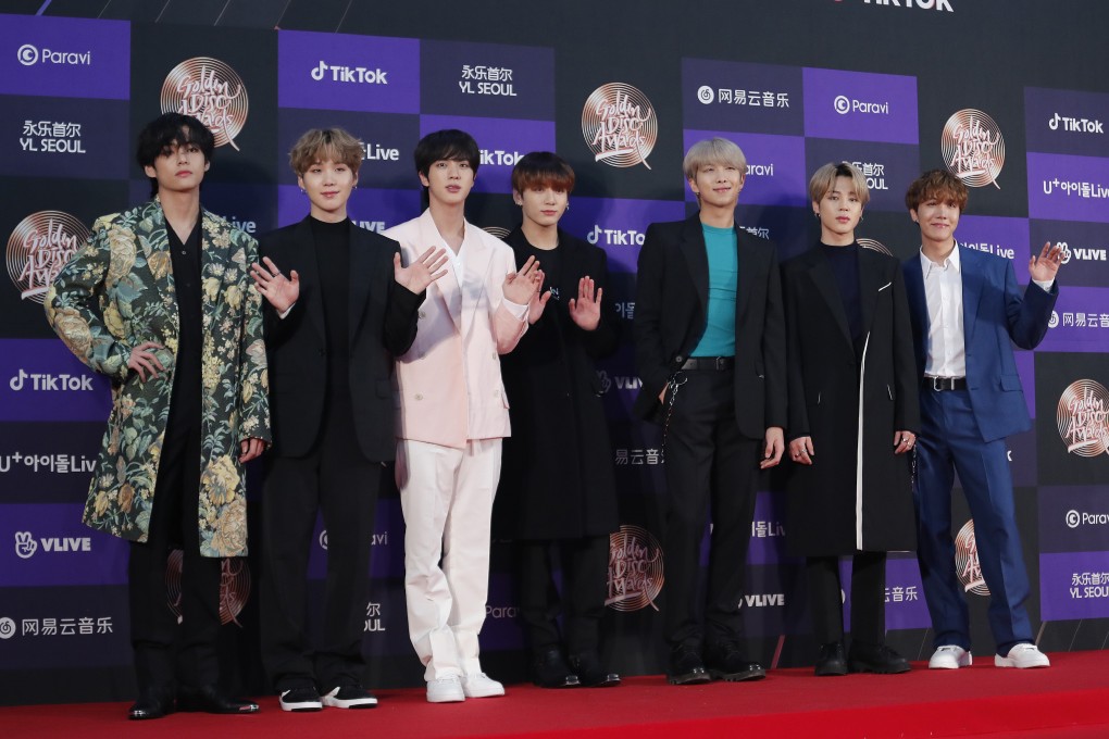 K-pop group BTS at the red carpet of the Golden Disk Awards in Seoul on January 5, 2020. Photo: AP