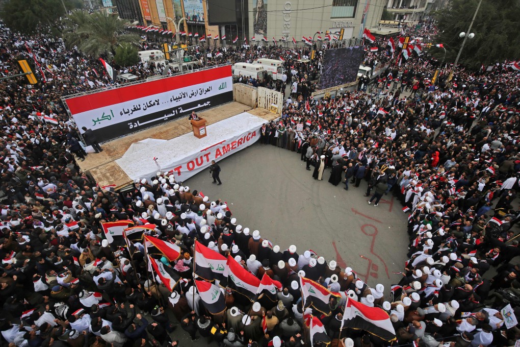 Iraqis gather in Baghdad to demand an end to the presence of US forces in their country. Photo: AFP