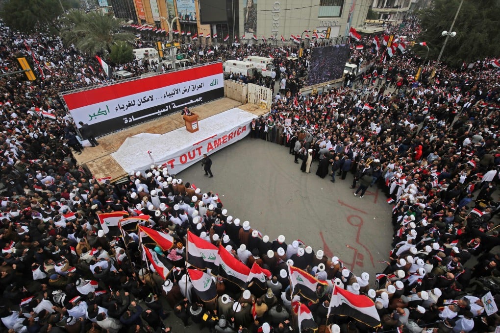 Iraqis gather in Baghdad to demand an end to the presence of US forces in their country. Photo: AFP
