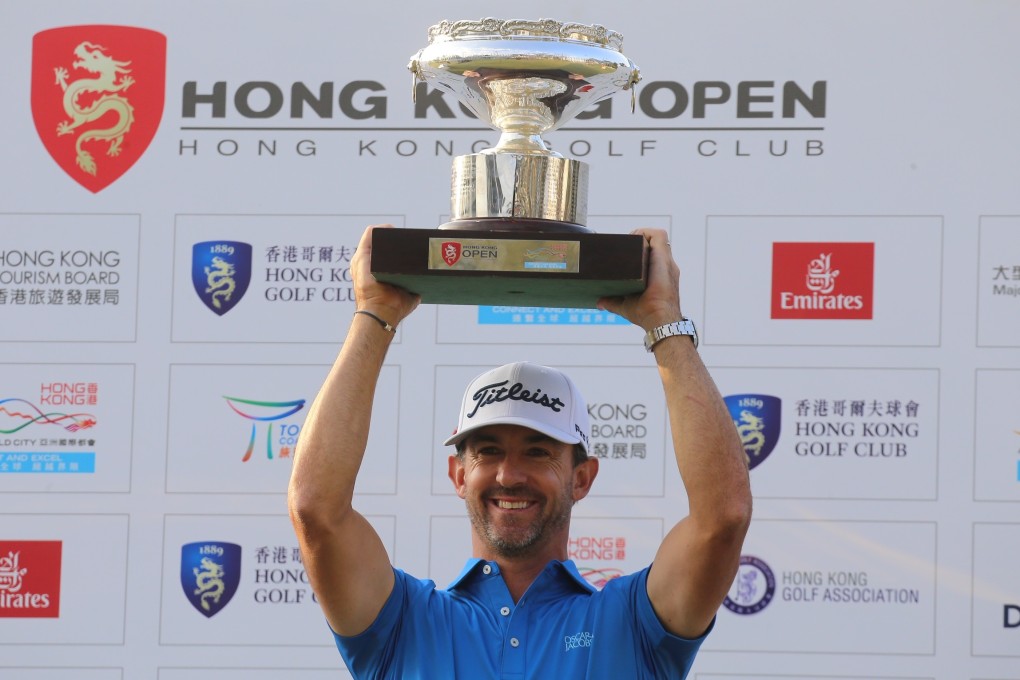 Wade Ormsby celebrates winning the Hong Kong Open. The event had been due to take place in November, but was postponed because of the unrest. Photos: Dickson Lee