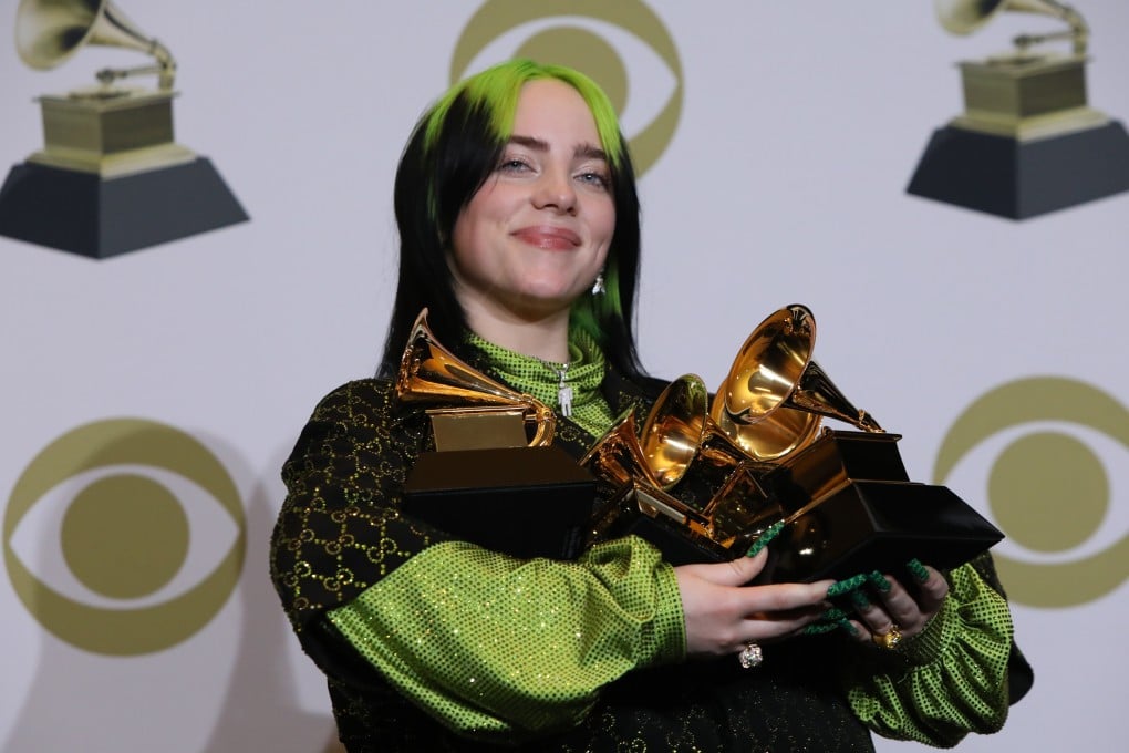 Billie Eilish won album of the year and record of the year to cap a dominant night of victories at the Grammy Awards. Photo: Reuters
