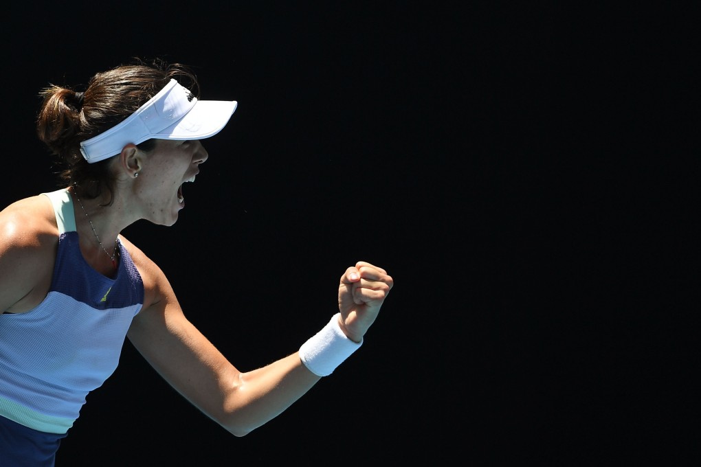 Spain’s Garbine Muguruza on her way to beating Russia’s Anastasia Pavlyuchenkova at the Australian Open in Melbourne. Photo: AFP
