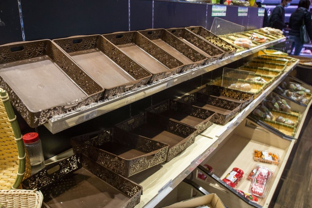 Most vegetables are sold out at a Yata supermarket in Yuen Long. Photo: Brian Wong