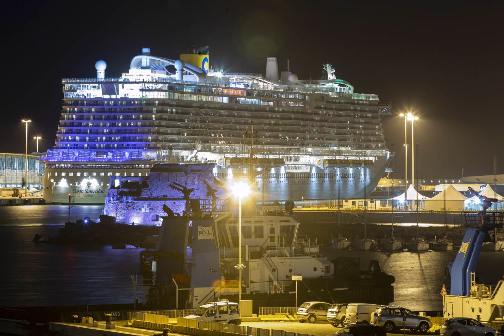 The Costa Smeralda cruise ship, run by Costa Crociere, is seen docking at the port of Civitavecchia. Photo: EPA-EFE