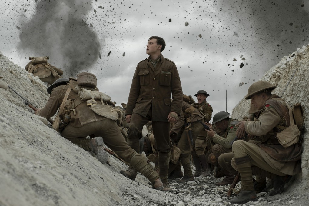 George MacKay, centre, in a scene from 1917, directed by Sam Mendes. Photo: Universal Pictures via AP