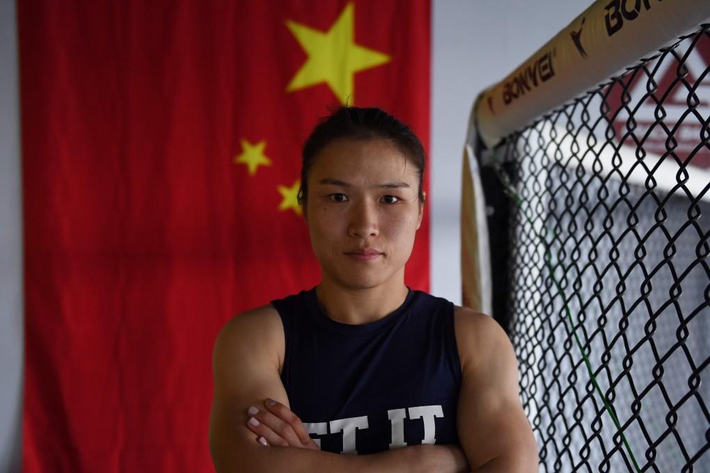 The UFC’s first Asian champion Zhang Weili poses after a training session in Beijing. Photo: AFP
