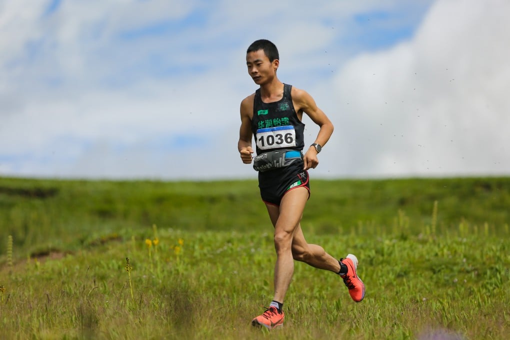 You Peiquan on his way to winning a race at high altitude in Qinghai even though he lives at sea level where the surroundings are flat. Photo: Handout