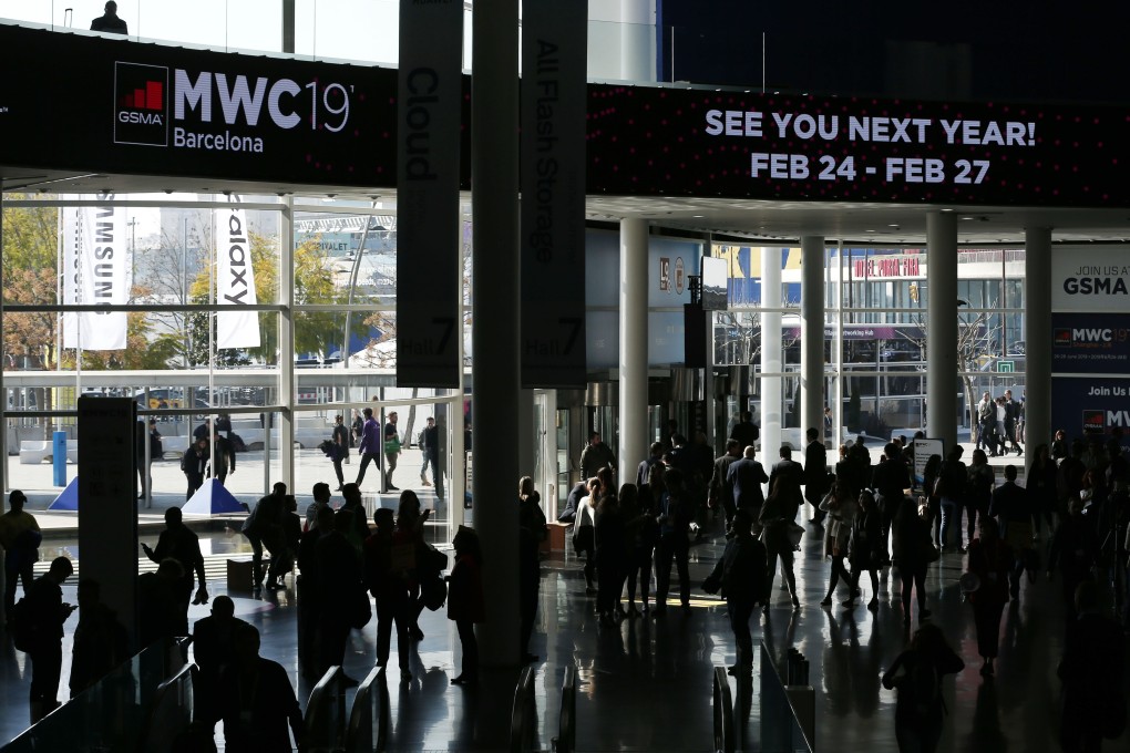 Visitors leave the Mobile World Congress (MWC) venue in Barcelona during last year’s event. It remains to be seen whether Chinese exhibitors will unveil new products as planned at this year’s fair given the coronavirus outbreak. Photo: AFP