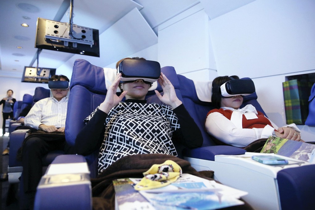 Customers sit in first-class seats and enjoy all the excitement and none of the discomfort of an international flight in Toshima, Tokyo. Photo: AFP