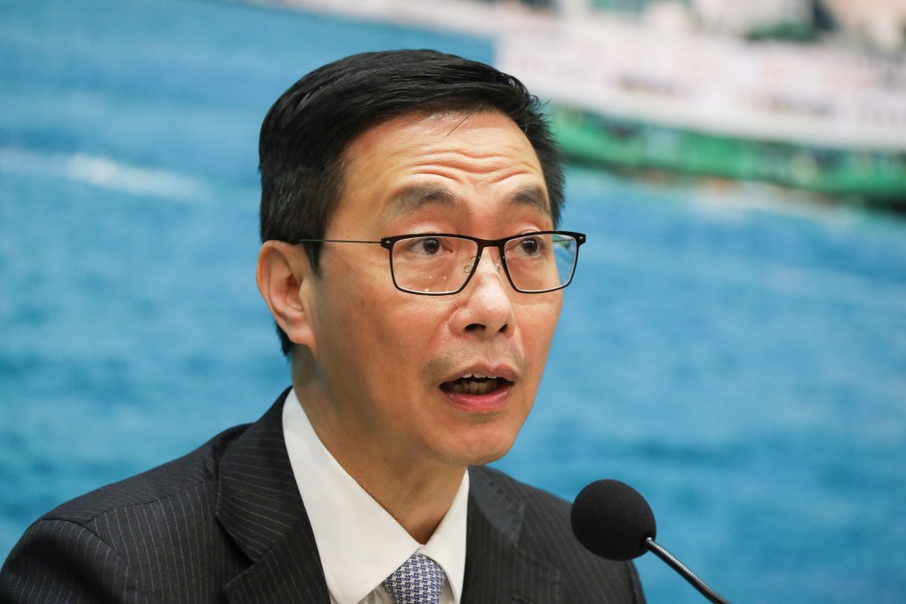 Secretary for Education Kevin Yeung explains the various options for upcoming university and Primary Six exmas at a February 6 press conference. Photo: Nora Tam