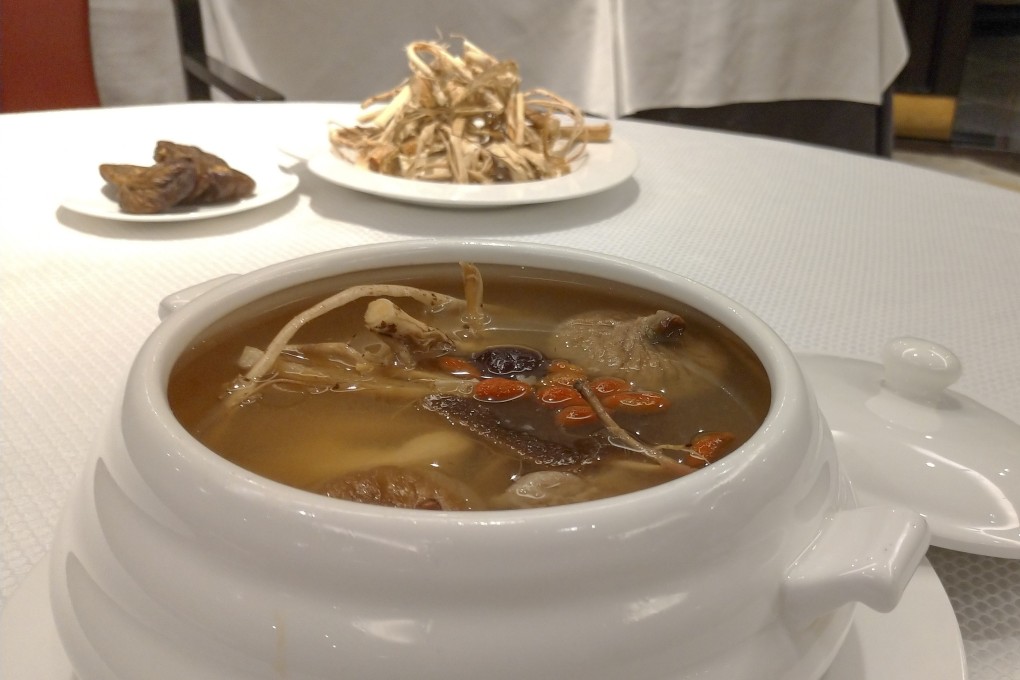 Chef Leung Fai-hung’s double-boiled soup with hairy fig, which he says strengthens the “chi” – the body’s energy. Photo: Holly Chik