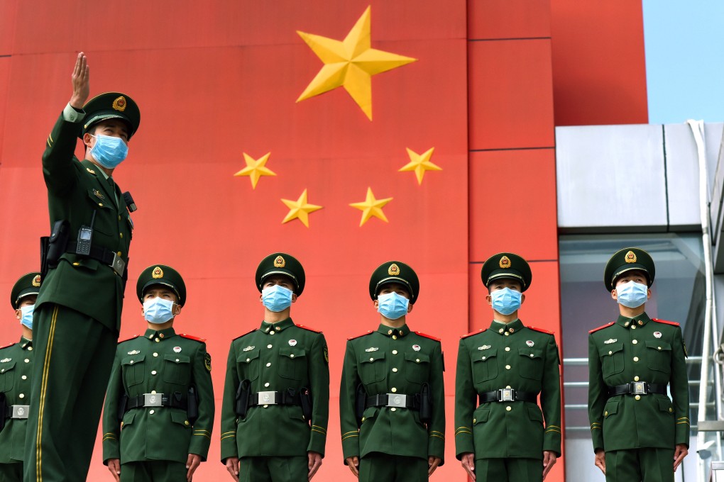 Chinese paramilitary policemen in Shenzhen. Photo: EPA