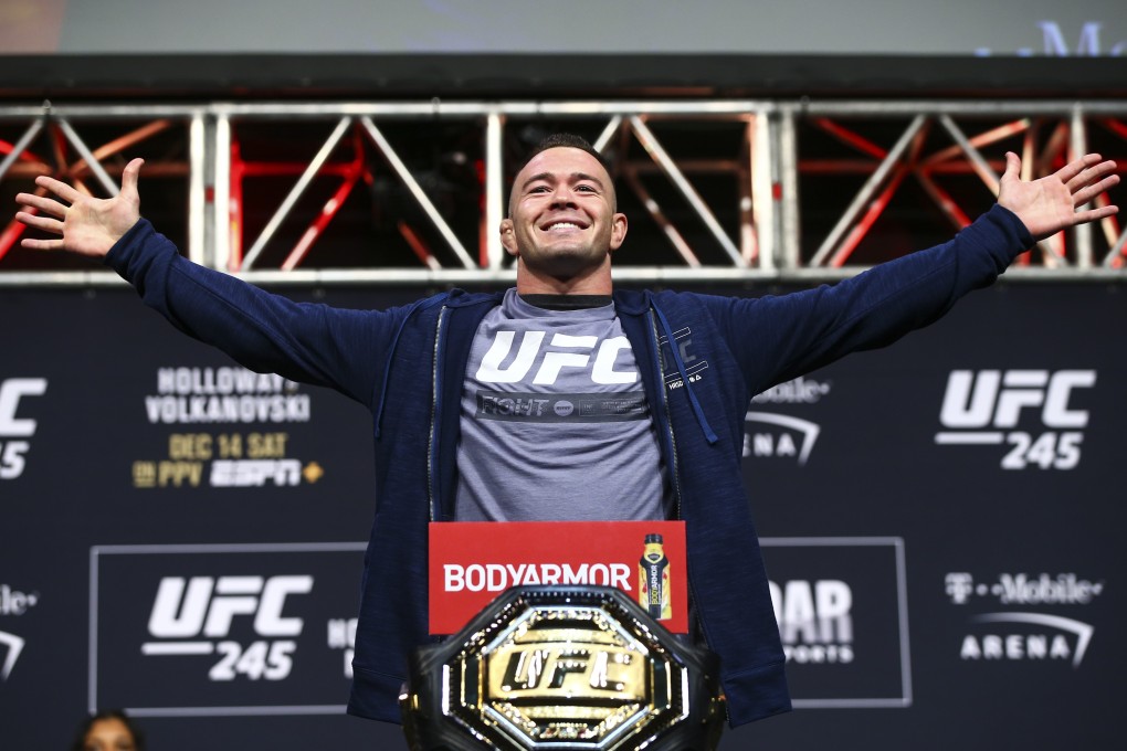 Colby Covington poses during the ceremonial weigh-in event ahead of his fight against Kamaru Usman at UFC 245. Photo: AP