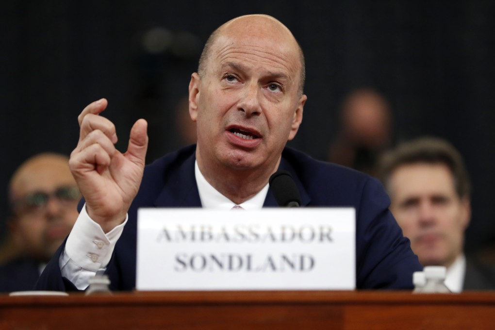 Gordon Sondland testifies before the House Intelligence Committee on November 20, 2019. File photo: AP
