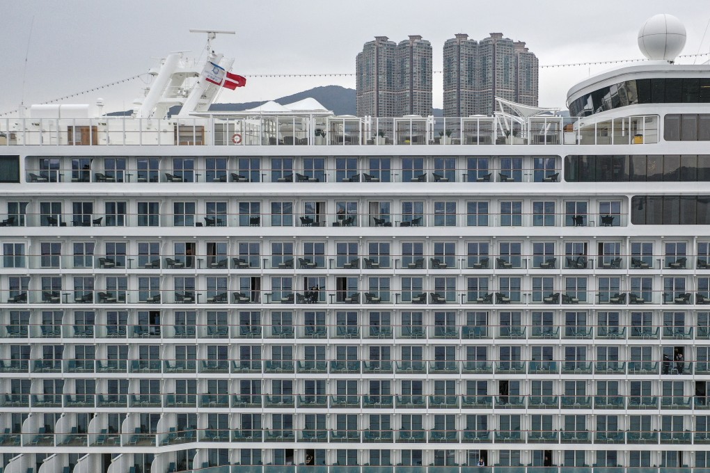 The World Dream cruise ship is docked in Hong Kong with 3,600 people on board. Photo: Martin Chan