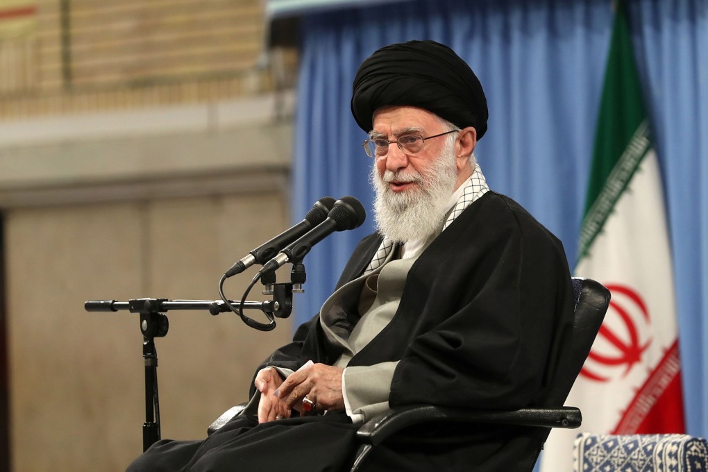 Ayatollah Ali Khamenei speaks at a meeting with members of the Iranian air force in Tehran on Saturday. Photo: EPA-EFE